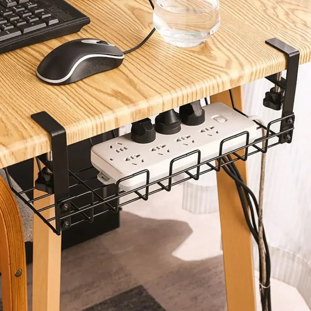 Organisateur de câbles pour bureau à domicile, sans perçage, accessoires de rangement de cuisine, support de rangement sous table, plateau de gestion des câbles en métal