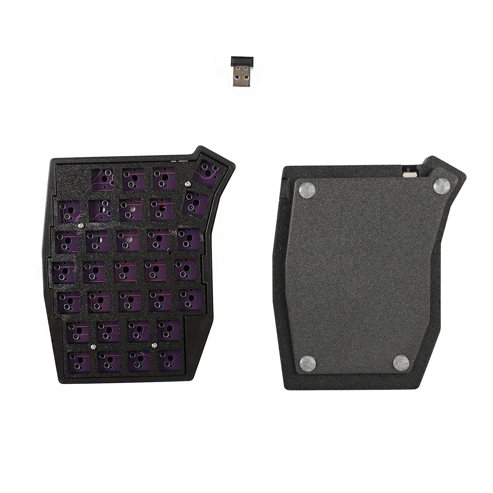YMDK Sofle 2.4Ghz sans fil Split 64 ergonomique échangeable à chaud 60% disposition 3D PLA flacon tous les touches Programmable clavier de jeu Kit