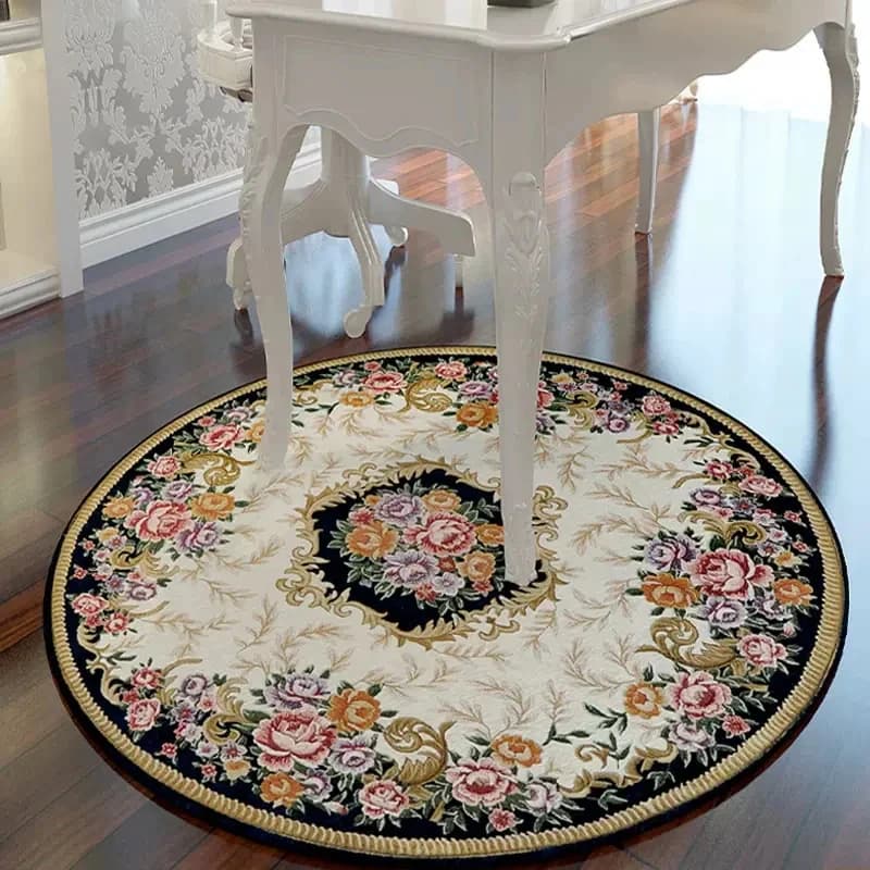 Tapis rond Bohemia Circle, style rétro, luxe, pour salon, décoration intérieure, grand tapis rond confortable et moelleux, imprimé pastoral