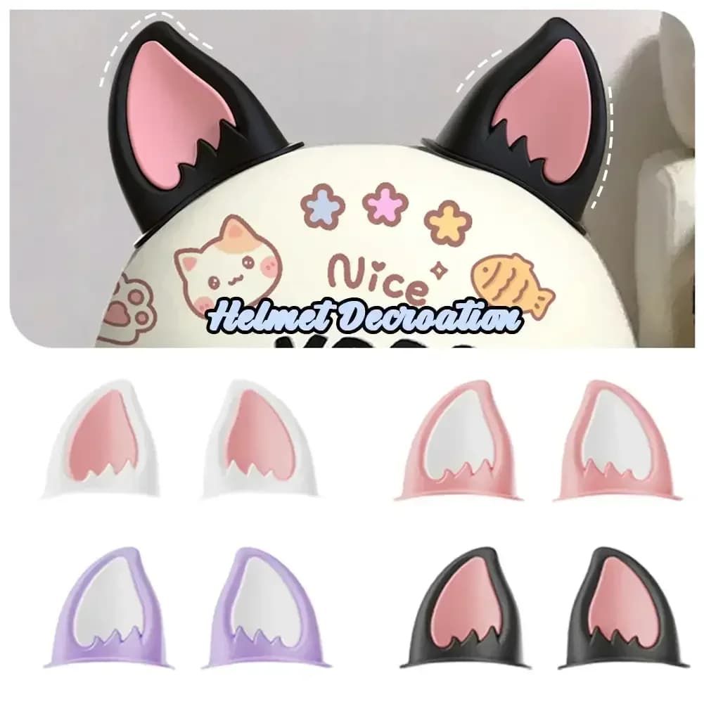 Décorations d'oreille de chat pour casque de moto