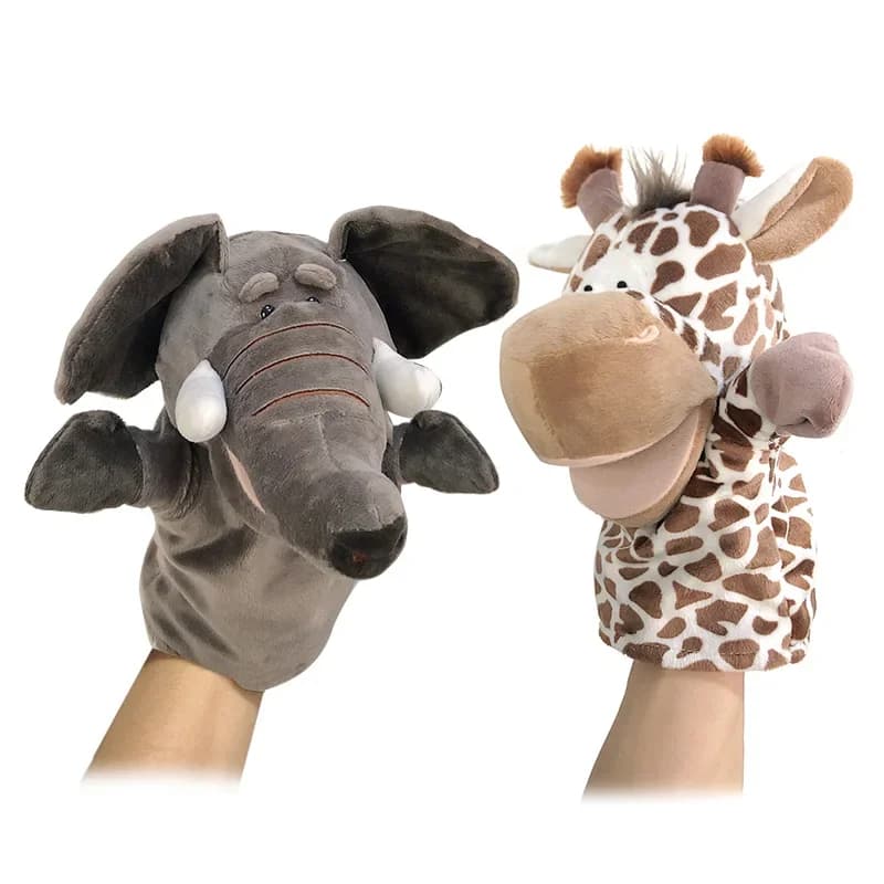Peluche douce, jouet en peluche, poupée animale, jouets éducatifs pour bébés, lion, éléphant, singe, girafe, tigre, lapin, marionnette à doigts kawaii