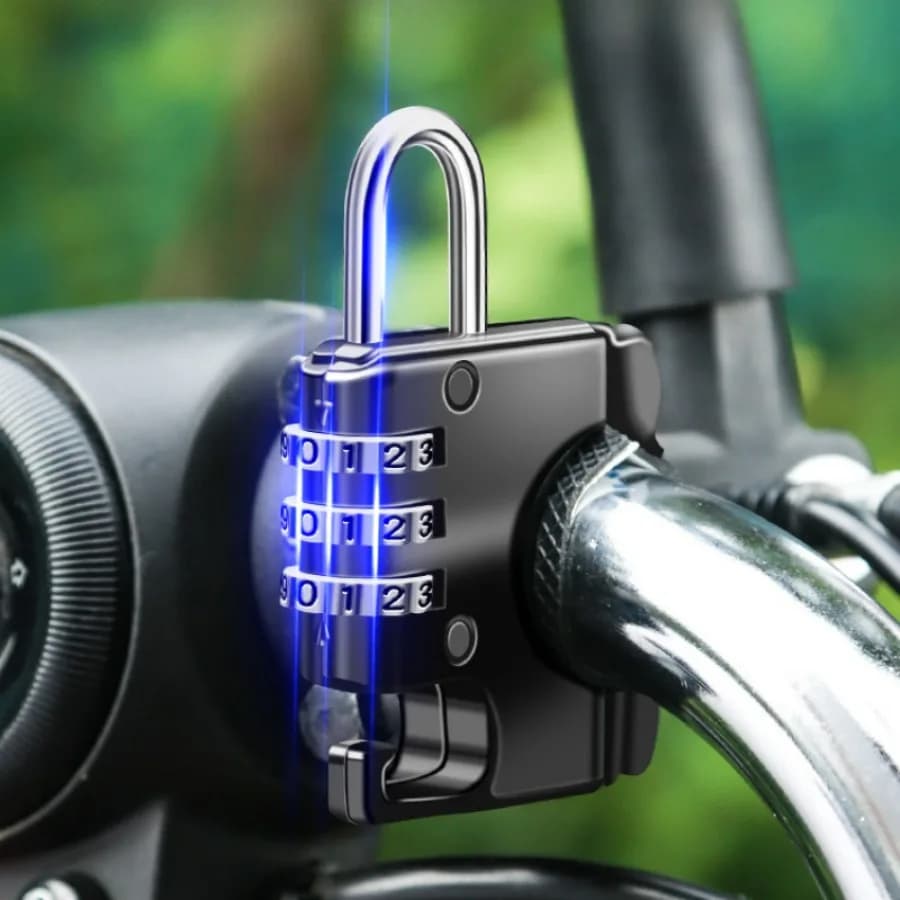 Serrure à combinaison antivol pour casque de moto, avec crochet, étanche, universel, guidon 19-28mm, accessoires en alliage d'aluminium
