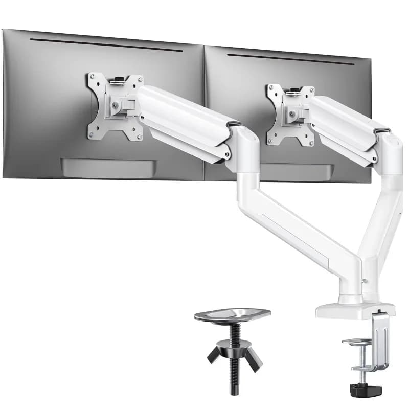 Support de bureau pour double moniteur, support réglable de 13 à 32 pouces, 360° °   Rotation et inclinaison pour l'espace de travail