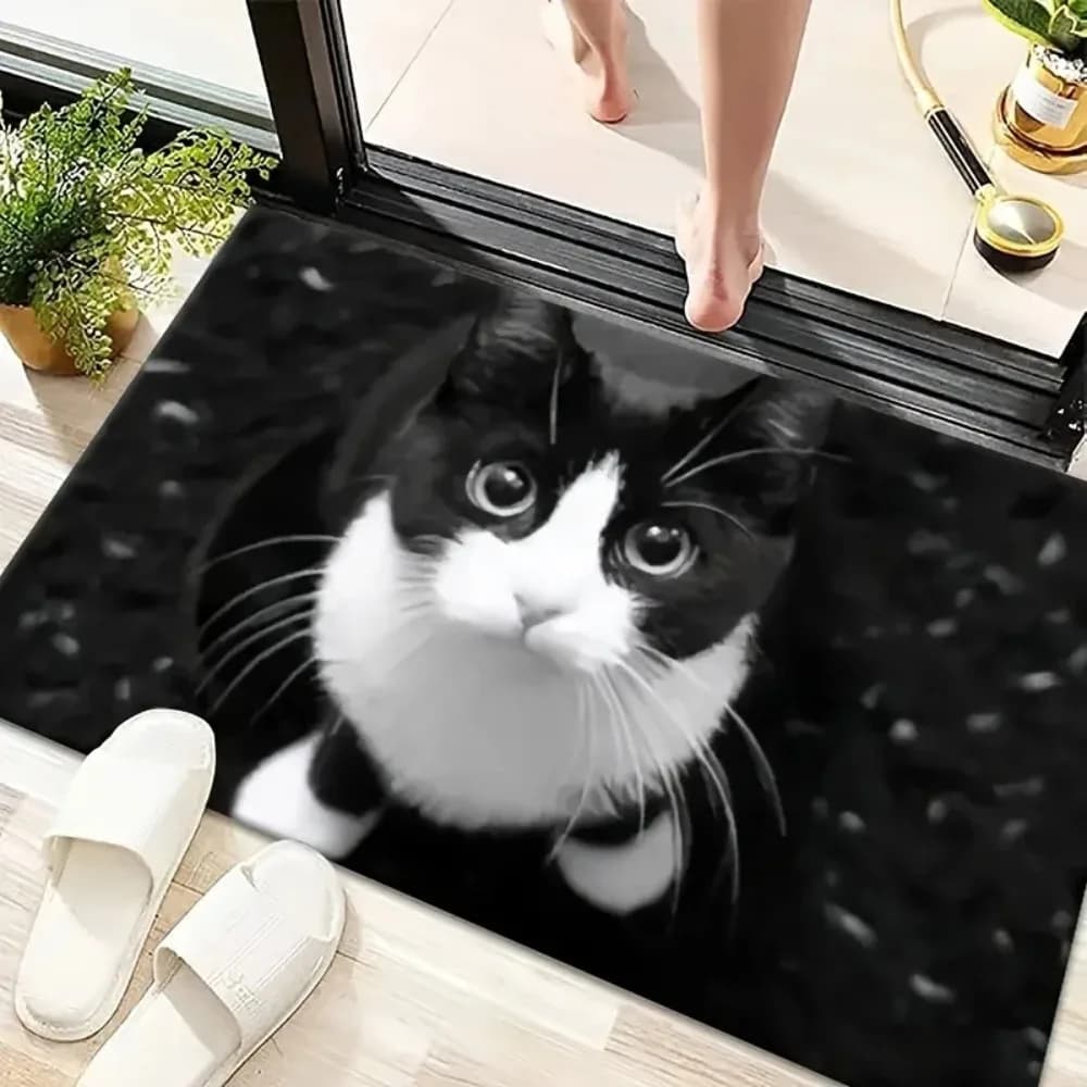 Le tapis de porte à thème Kitten est antidérapant et facile à nettoyer, les décorations pour la maison peuvent être placées à l'entrée de la salle de bain ou de la chambre
