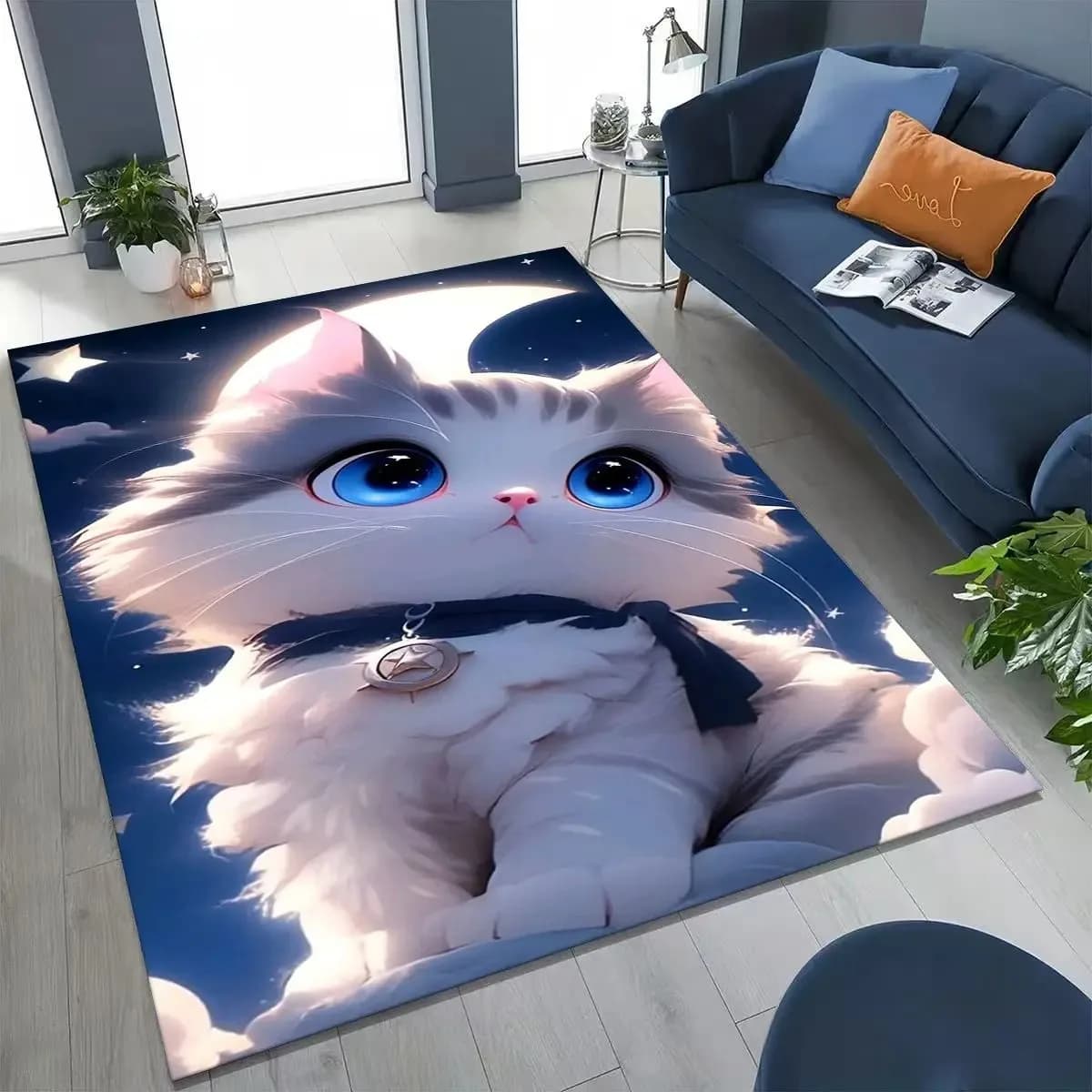 Tapis imprimé avec des pattes de chaton 3D Kawaii