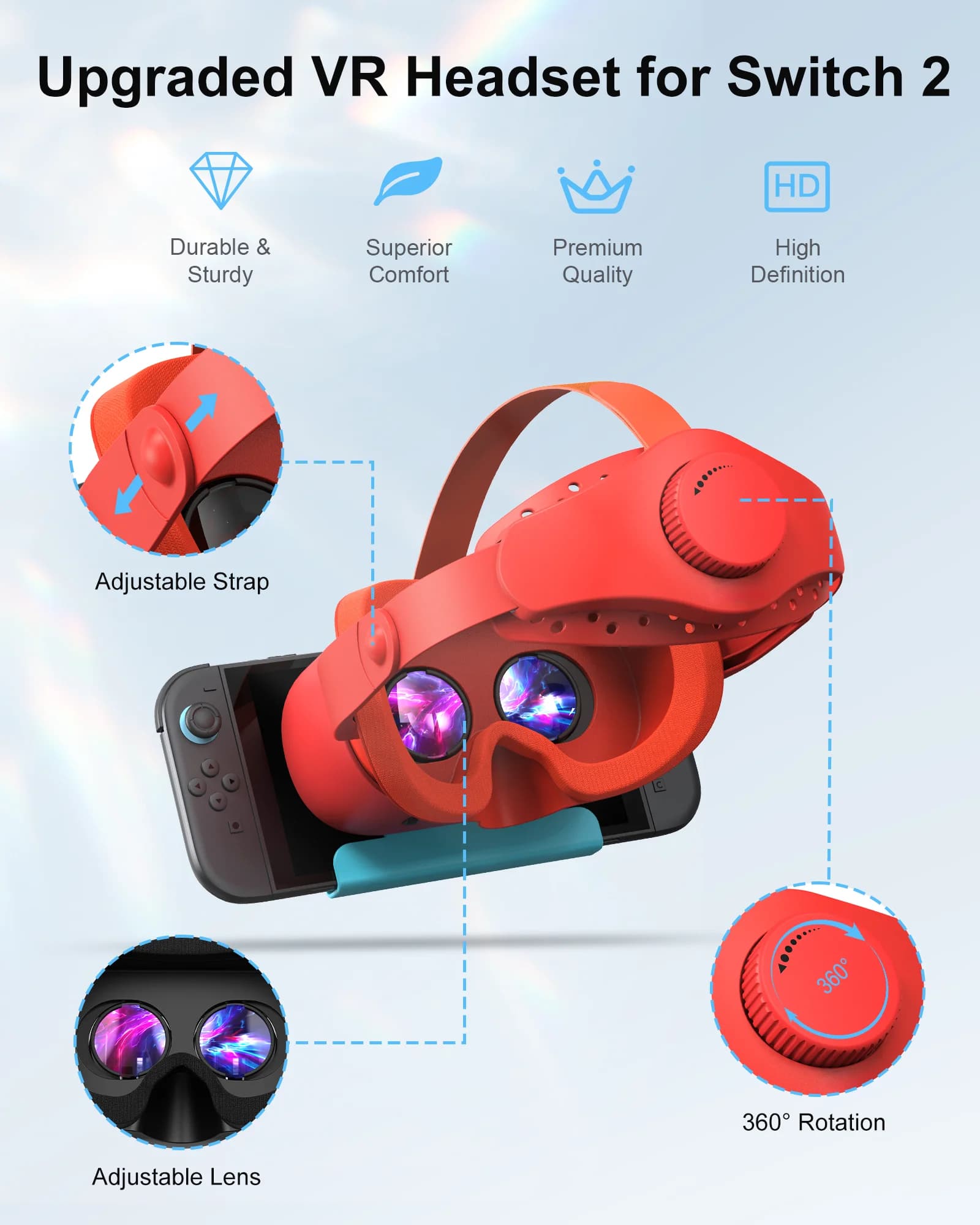 Casque VR amélioré pour Nintendo Switch 2, lentilles HD réglables et sangle confortable, lunettes 3D Virtual Boy pour Switch 2