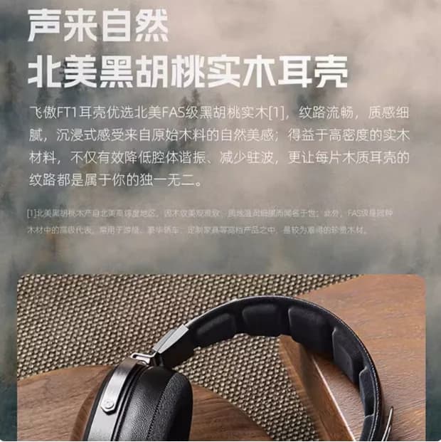 FT1 casque Hi-Fi filaire à diaphragme Composite en Fiber Nanowood sur l'oreille fermée à l'arrière
