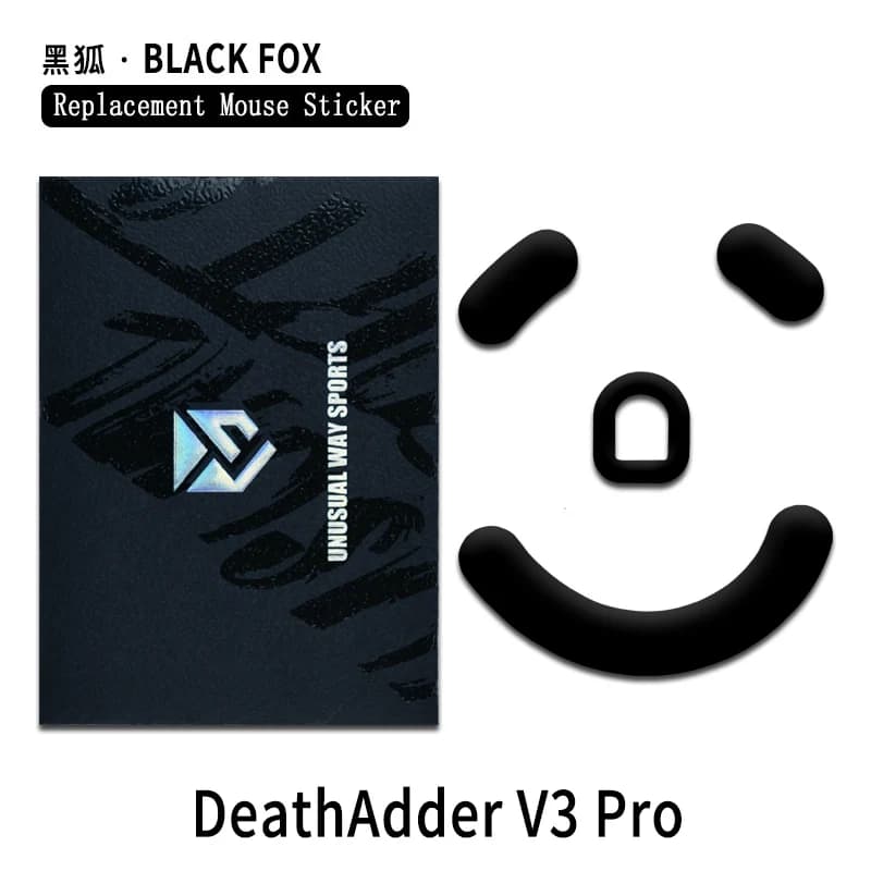 InusualWaySports patins à souris pieds Razer Deathadder V3 Pro PTFE courbe bord magique glace noir argent renard Version