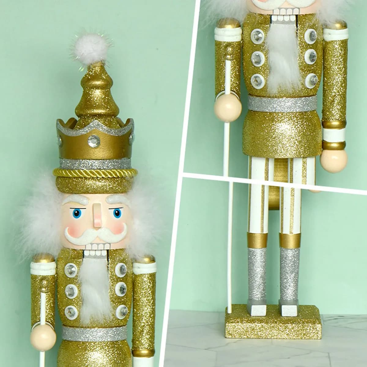 B84B-bois roi casse-noisette ornements décorations de noël Figurine en bois décor de marionnette