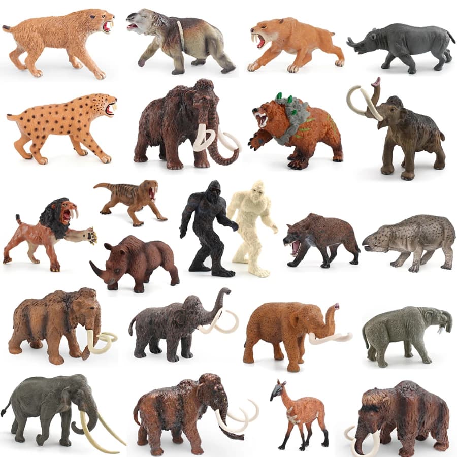 Figurine réaliste d'animal préhistorique Smilodon mamuthus Lisowicia, rhinocéros en laine, modèle sauvage, jouets éducatifs