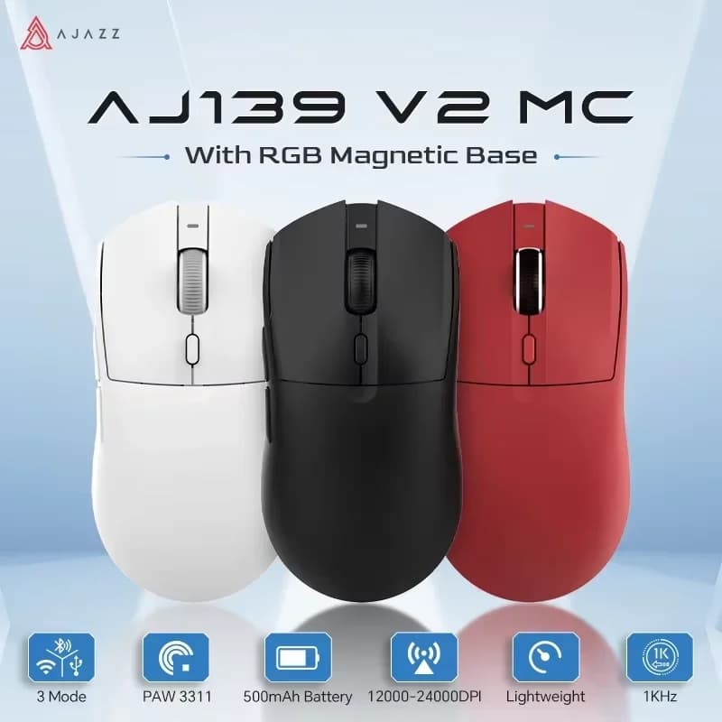 AJAZZ AJ139 V2 MC/AJ139 PRO souris de jeu sans fil PAW3311/PAW3395 capteur 12000DPI/26000DPI 500mAh souris Bluetooth Gamer pour PC
