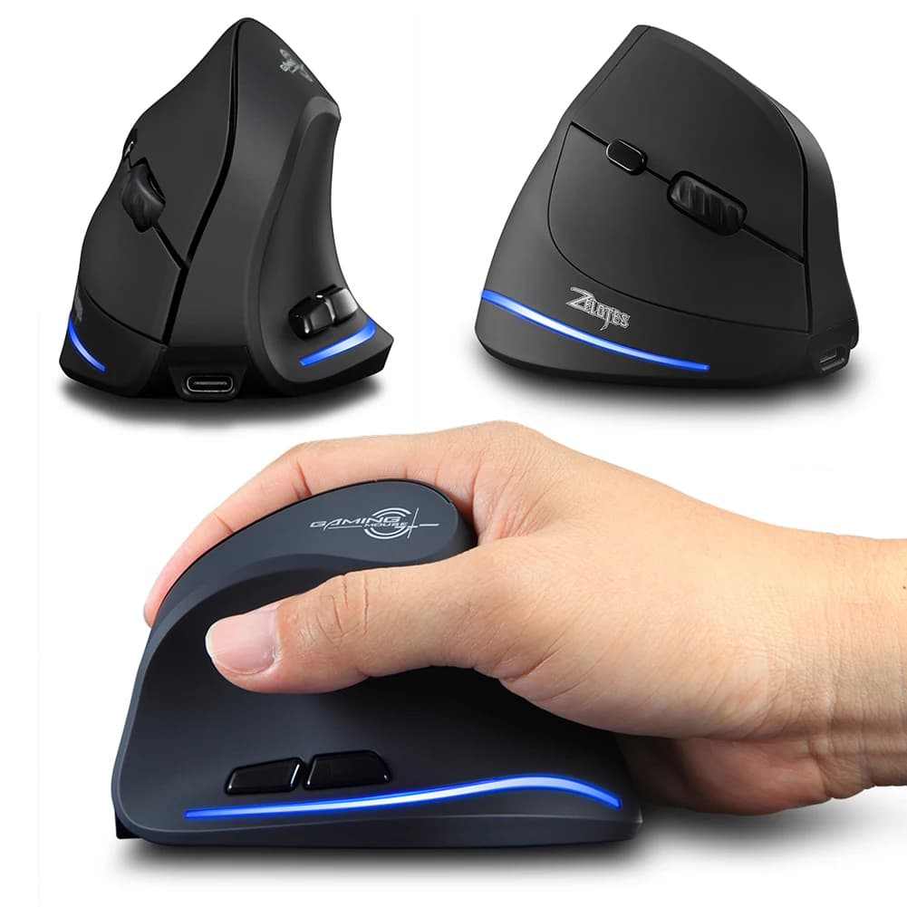 Souris verticale sans fil, conception ergonomique, Bluetooth 5.0, 2.4G, 4800DPI, réglable, 7 boutons, rechargeable, pour PC, MacBook, Windows