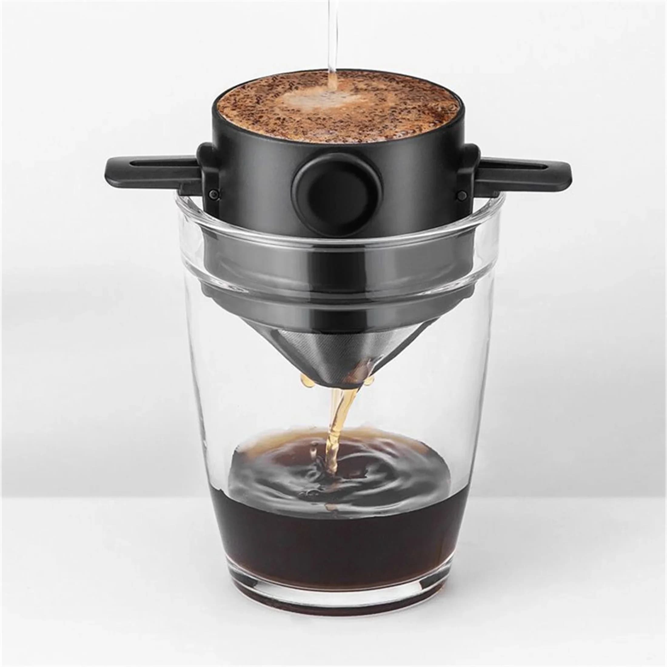 Cafetière Portable Pour sur, ensemble de cafetière avec tasse à café en acier inoxydable, pliable, filtre Pour café pour voyage