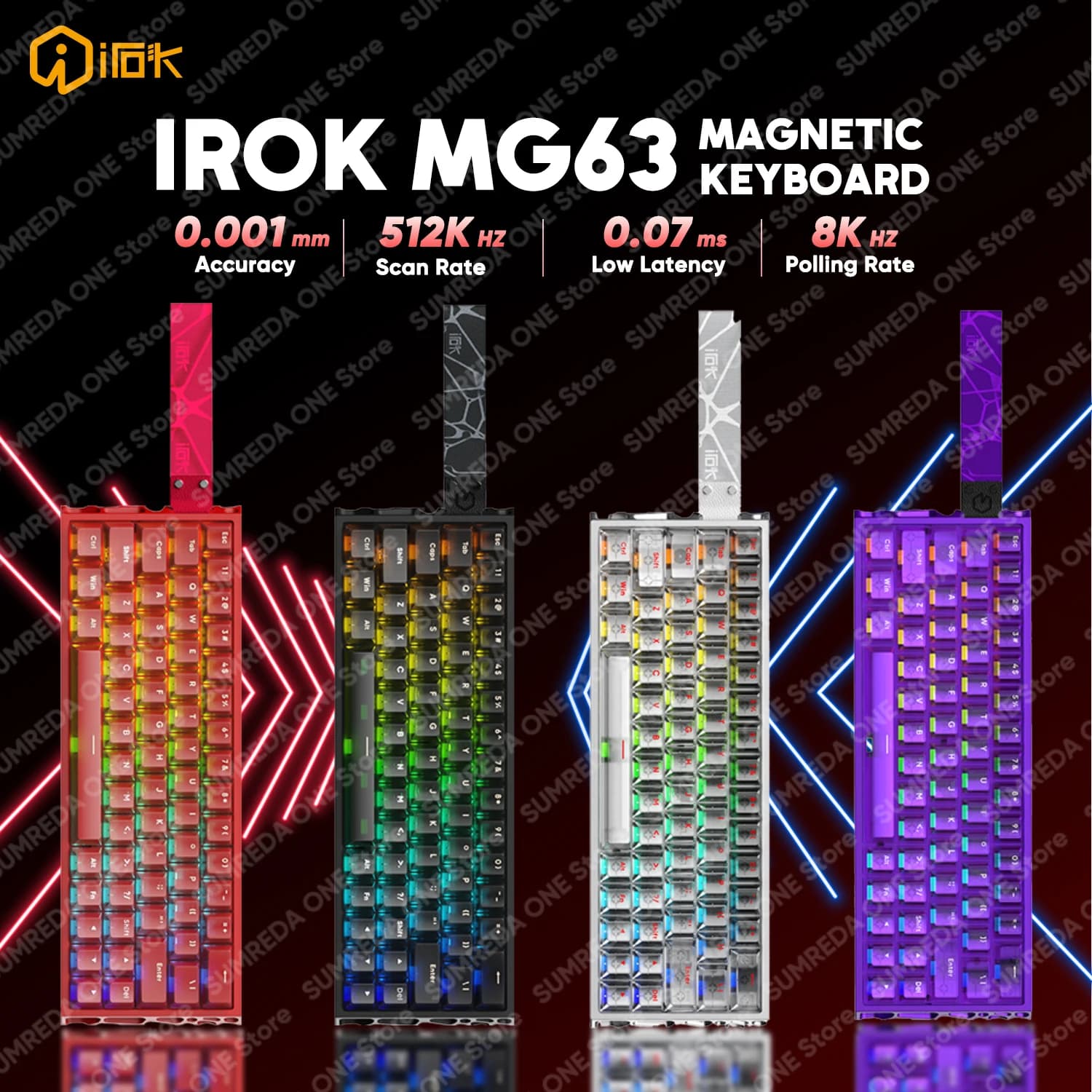 Clavier mécanique magnétique de jeu IROK MG63 Holy60 en aluminium creux 60% Rapid Trigger 8K 0.07ms Hotswap filaire pour gamer