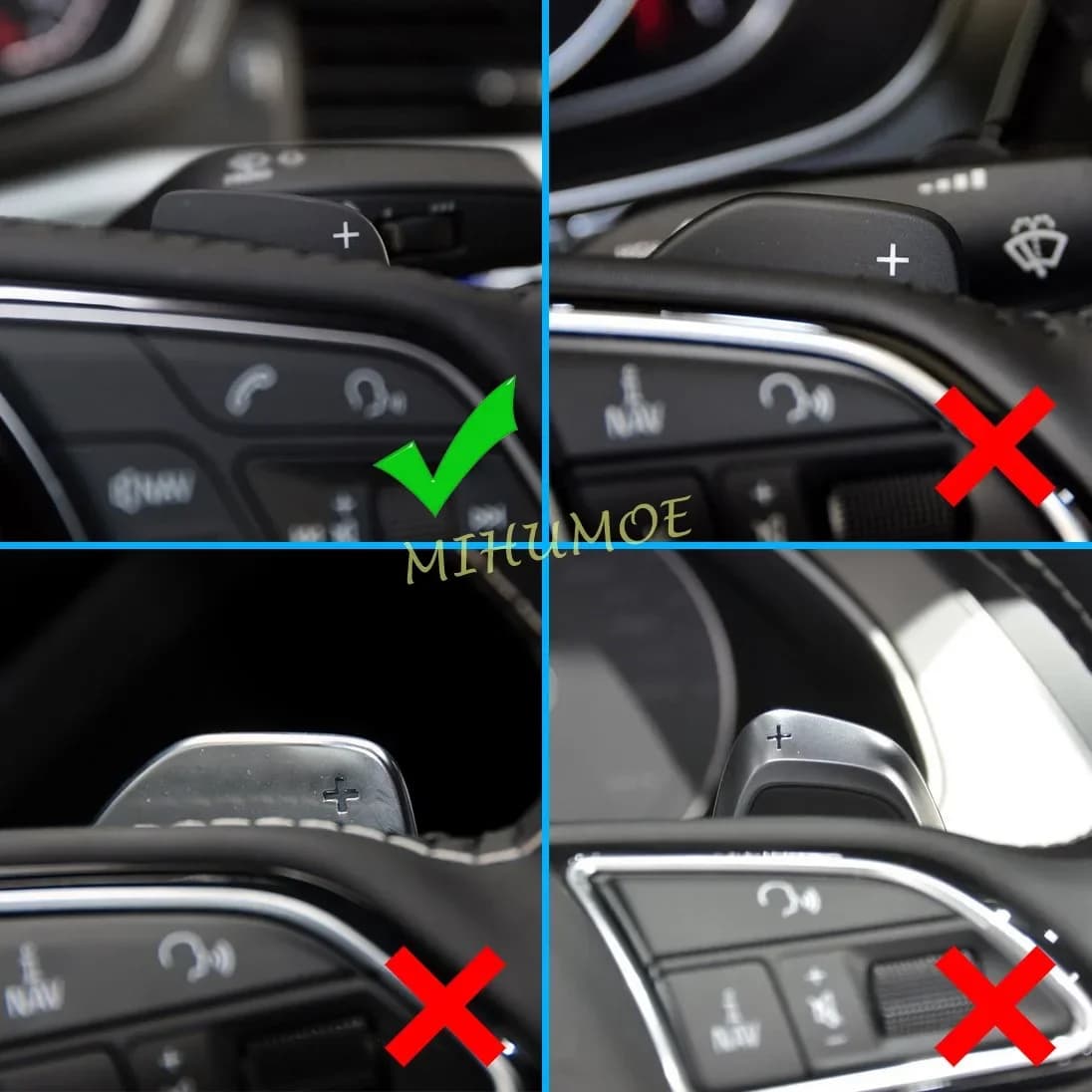 Pour Audi A3 A4 B9 A5 Q2 Q3 Q5 Sportback Q7 Q8 intérieur volant palette manette de vitesse Extension accessoires noir