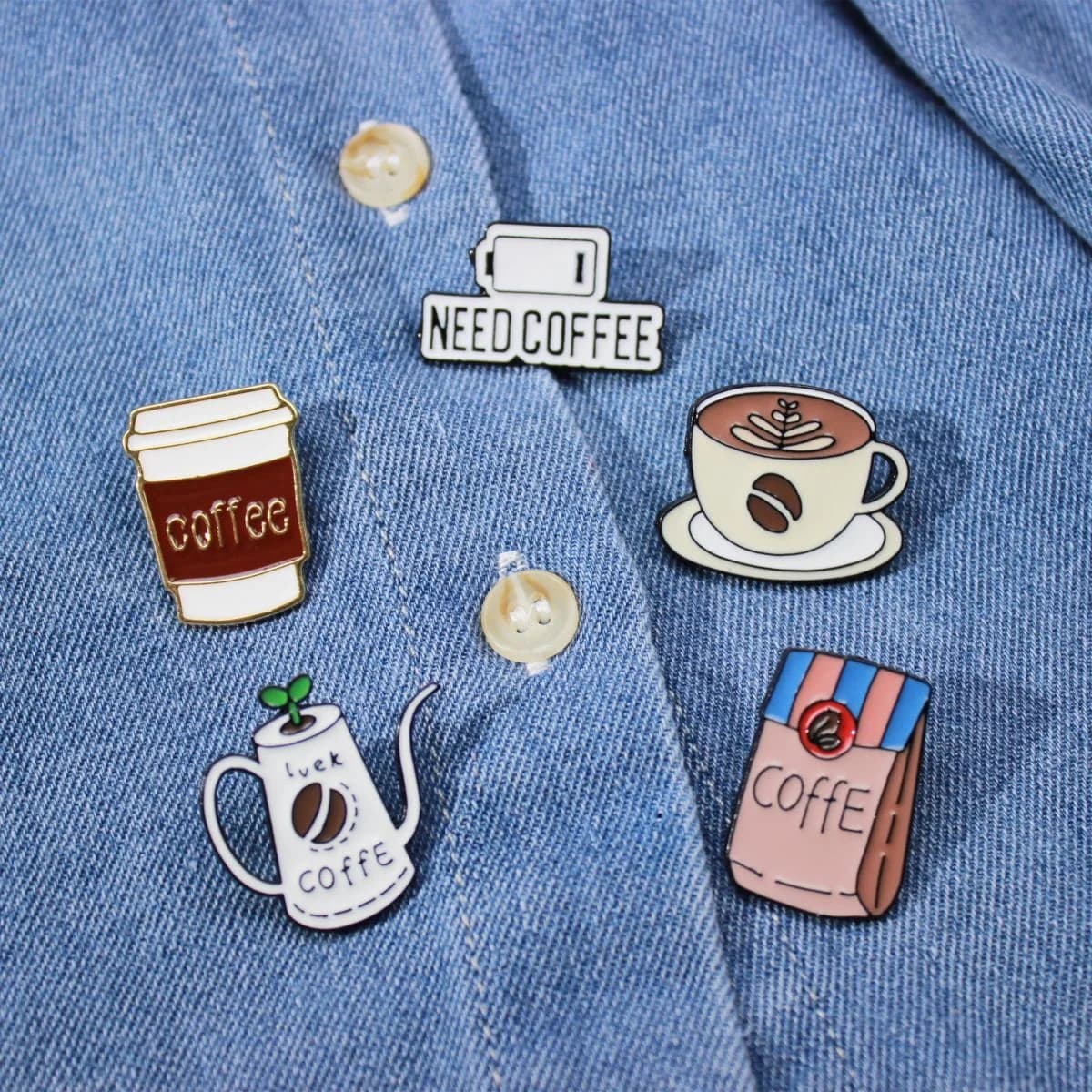 Accessoires de Badge série café, broche en forme de tasse, Badge de dessin animé créatif, vêtements personnalisés, sac à dos, accessoires décoratifs