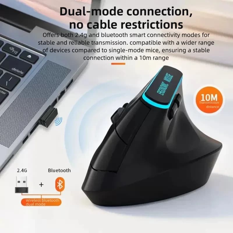 Warvank VM1 bouton de basse souris de jeu verticale sans fil ergonomique éclairage rvb TYPE-C charge Bluetooth souris de bureau