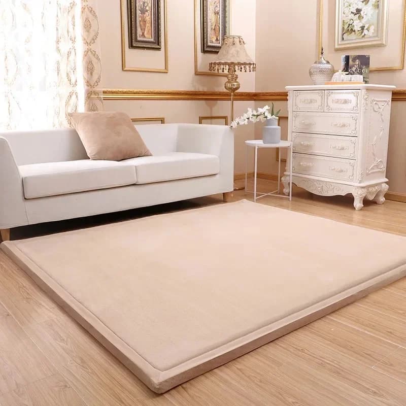 Tapis rectangulaire épais de couleur unie pour salon, chambre d'enfant, tapis de jeu, baie vitrée, tapis doux, coussinets Anti-chute pour bébé