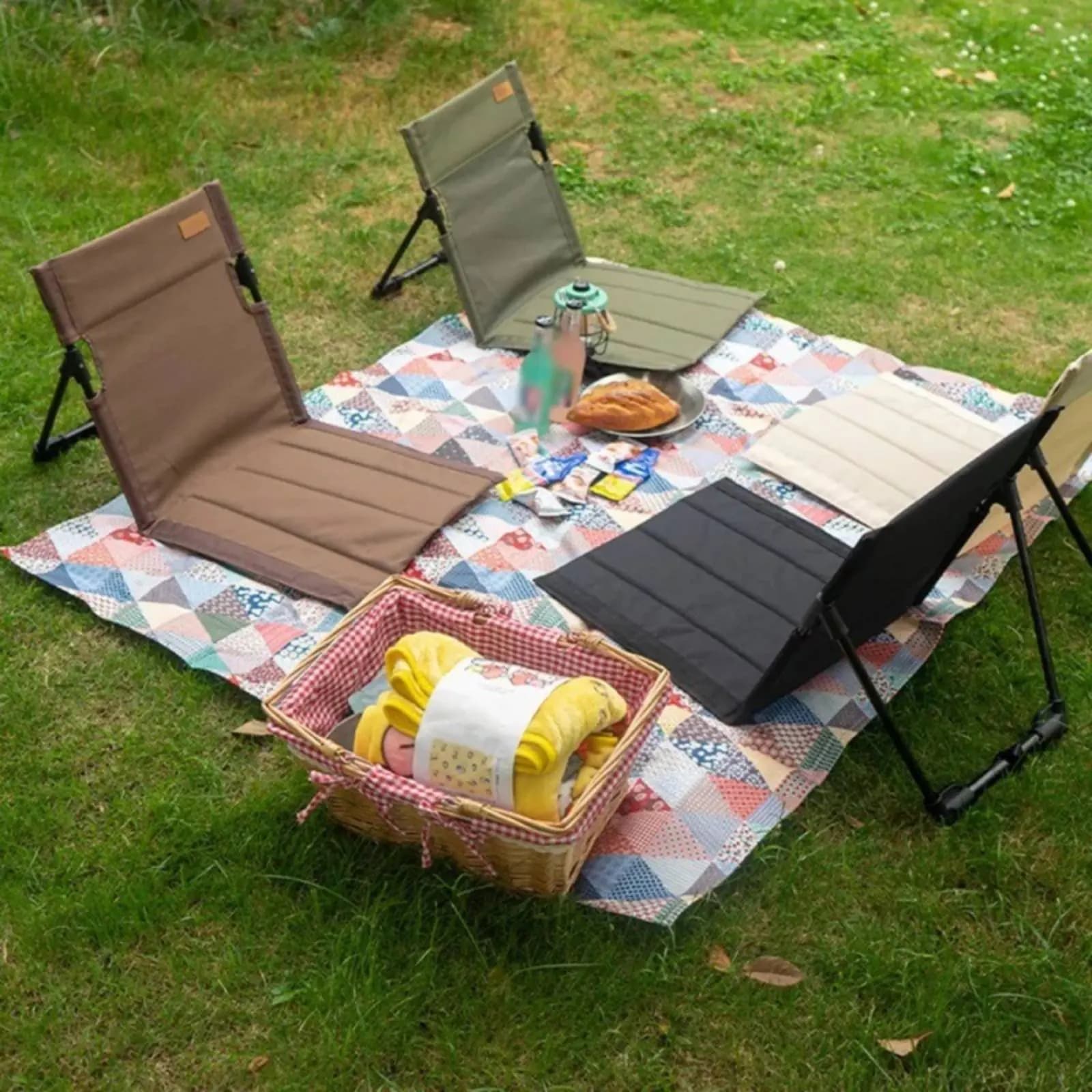 Chaise de camping pliable d'extérieur avec coussin de dossier
