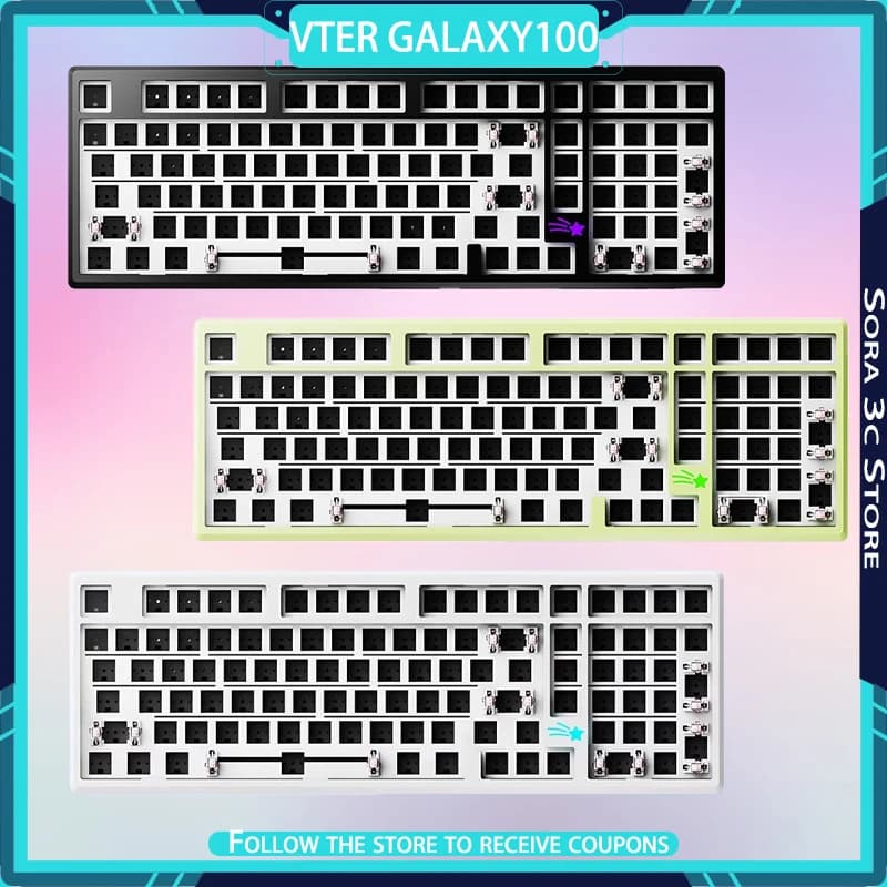 VTER Galaxy100 clavier mécanique Kit en alliage d'aluminium 101 touches prise chaude rvb ergonomie filaire/sans fil