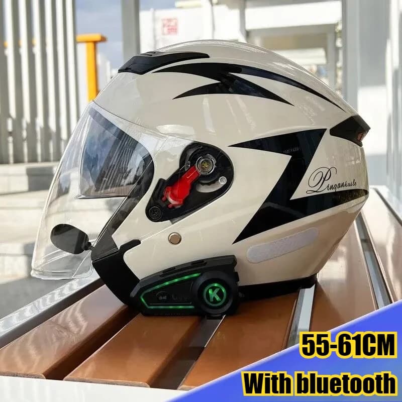 Casque de moto intelligent à double miroir Bluetooth