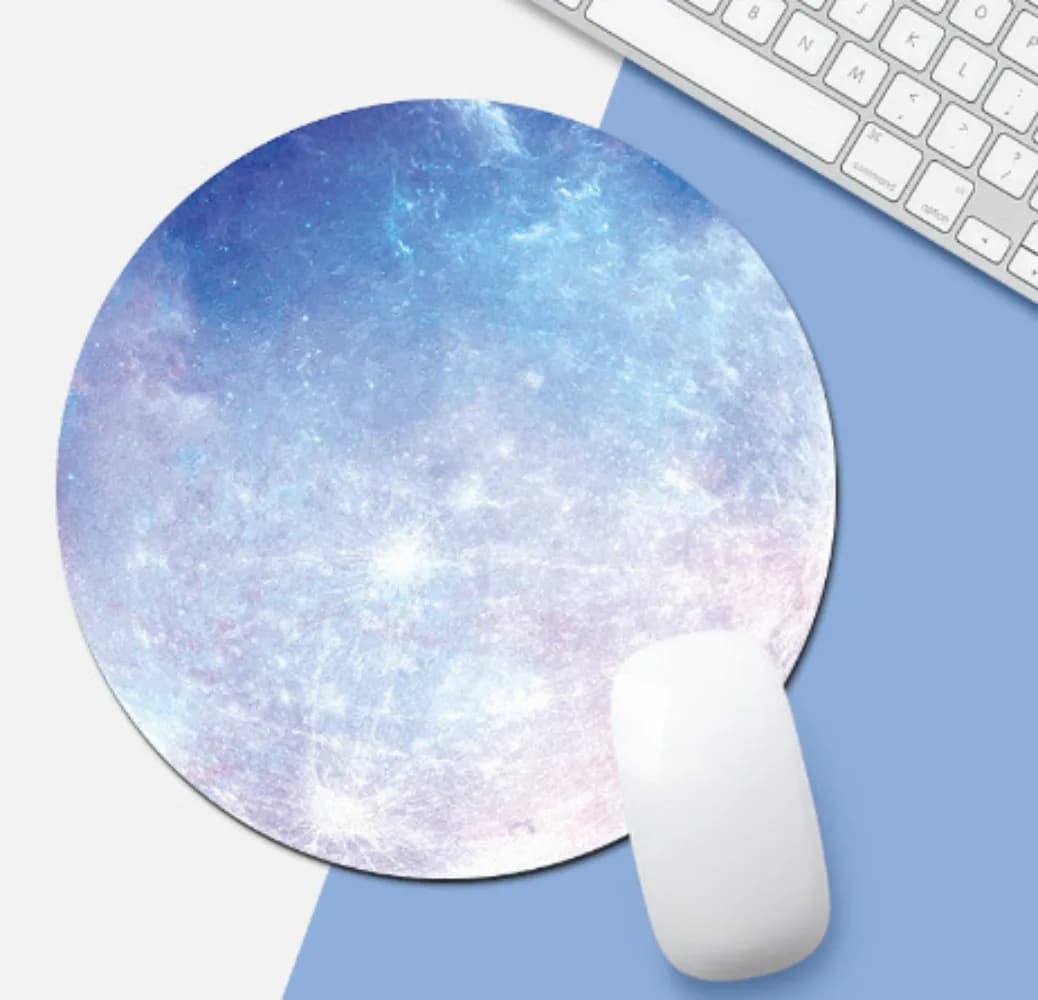 Tapis de souris rond avec phase de lune et planète pour ordinateur portable