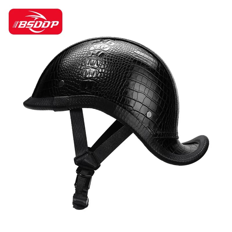 Casque de moto Vintage gourde en cuir pour hommes et femmes
