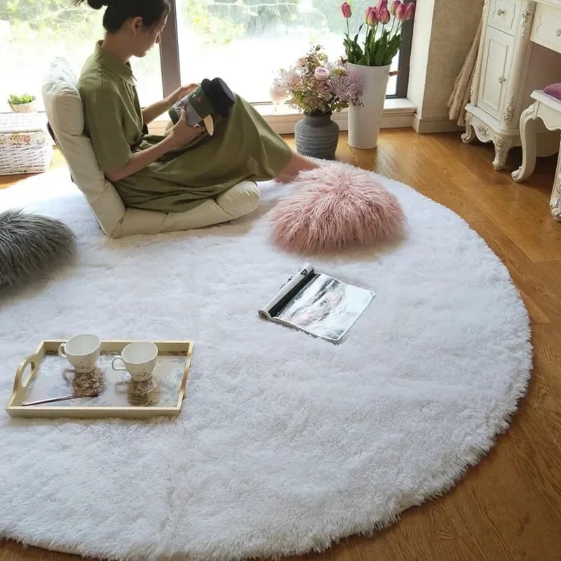Tapis rond en peluche Super doux