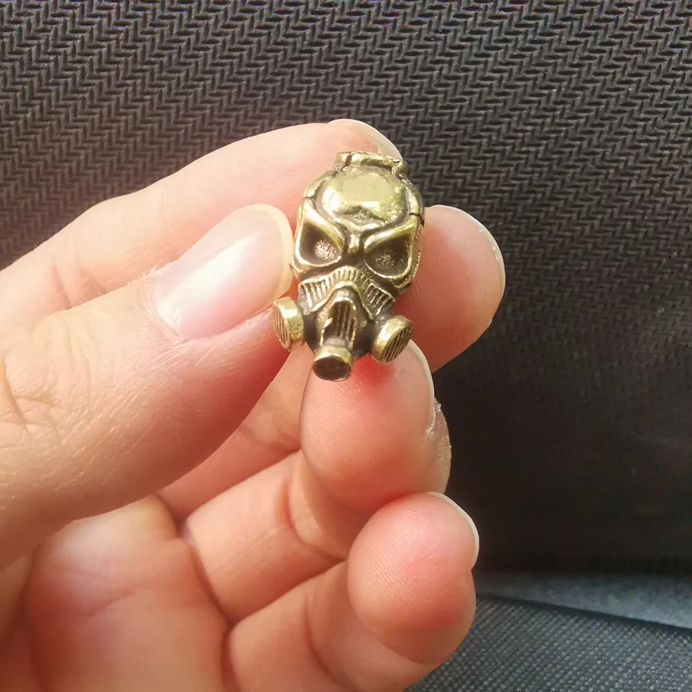 Tête de crâne biochimique, couteau en laiton, perles, masque à gaz Punk Vintage, squelette visage EDC, outil d'extérieur, bricolage, accessoires de survie paracorde