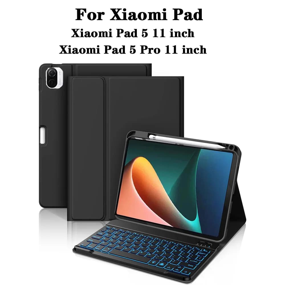 Étui pour clavier pour Xiaomi Pad 5 11 pouces, pour Xiaomi Pad 5 Pro 11 pouces, étui pour tablette avec porte-crayon et clavier Bluetooth