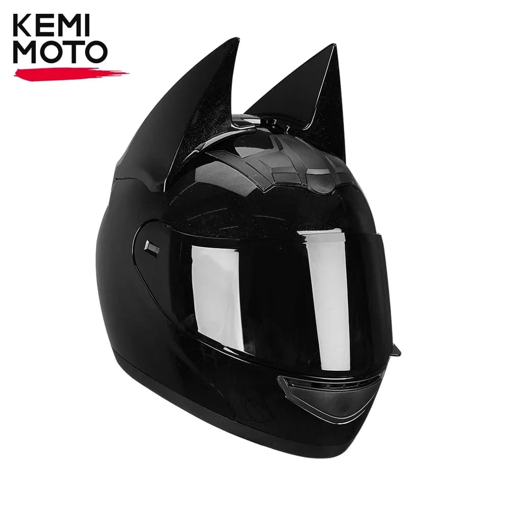 Casque de moto intégral avec oreilles de chauve-souris pour homme, cornes amovibles, été, respirant, course Hurcross, sécurité, casques de moto