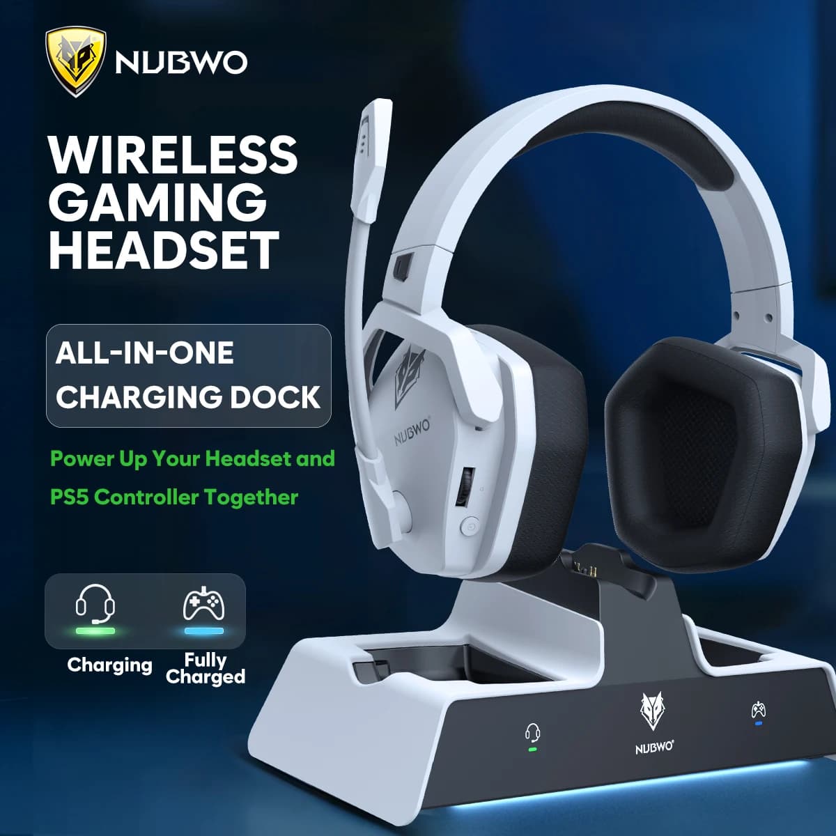 Casque de jeu sans fil NUBWO G06 Pro avec station de charge