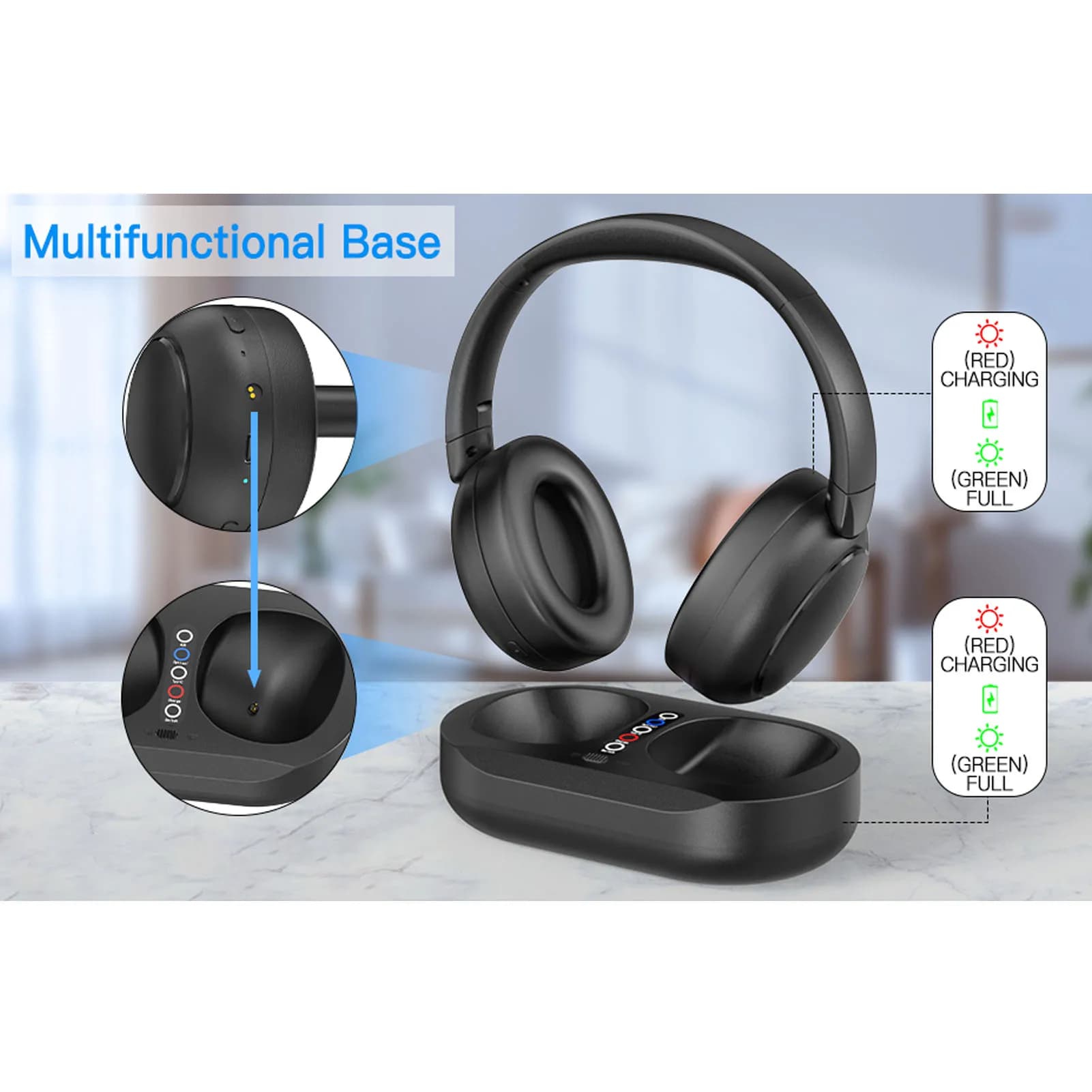 Casque TV affichage du niveau de batterie optique AUX 3.5mm 2.4G Bluetooth 5.3 connexion Stable