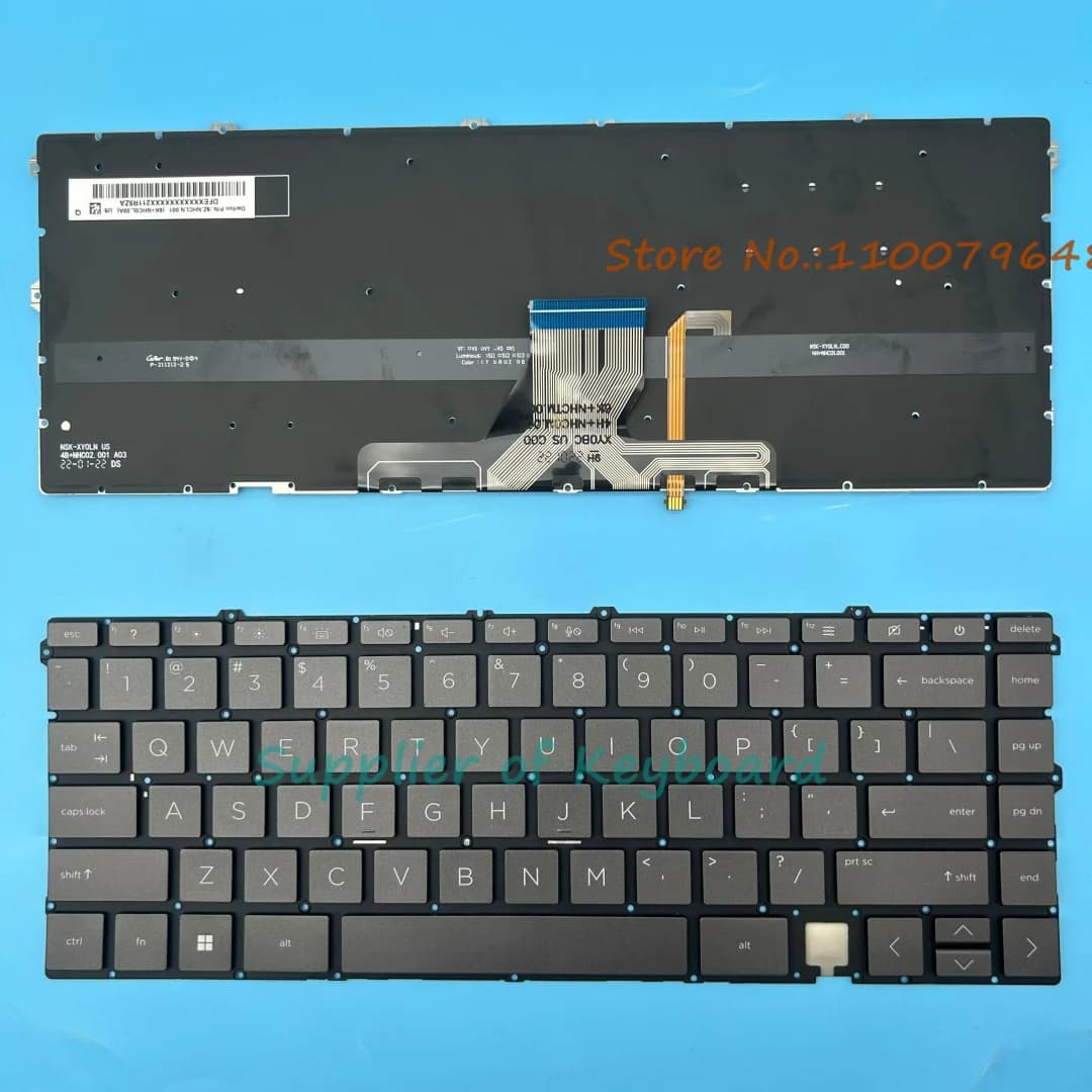 Nouveau clavier anglais pour ordinateur portable HP Envy 13-AY 13-AY0000 13-AY0007CA 13-AY0008CA 13-AY0055CL rétro-éclairé argent/bleu foncé