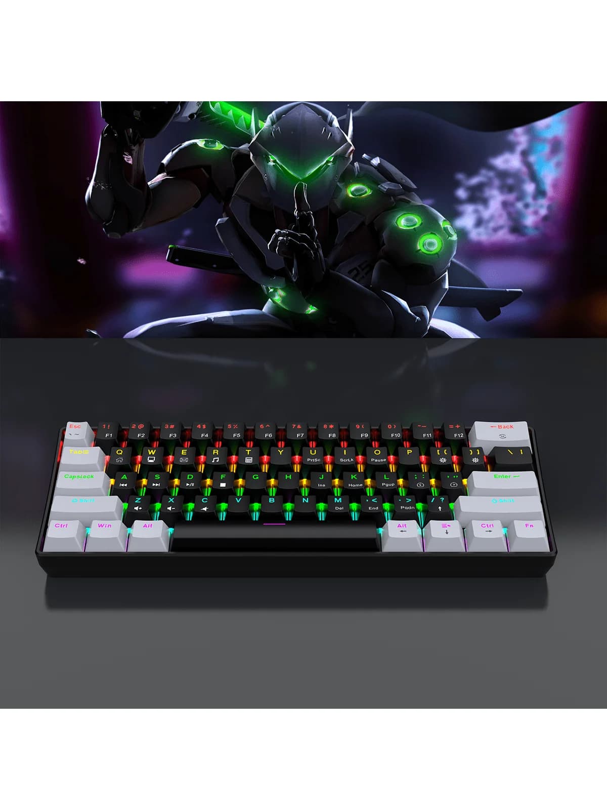 Clavier mécanique de jeu filaire 60%, rétroéclairé rvb, Mini disposition Ultra compacte pour joueurs PC/Mac et typistes, conception de voyage facile
