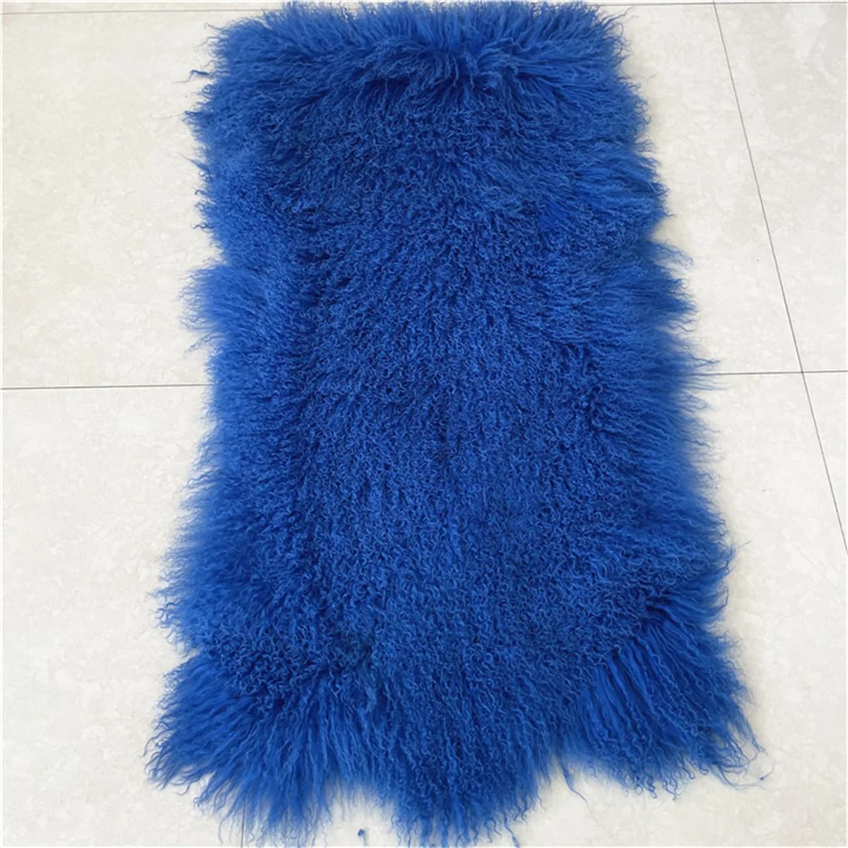 Couverture en plaque de fourrure d'agneau mongole véritable, tapis en peau de mouton tibétain bouclée, zone décorative, accessoire de perruque de poupée