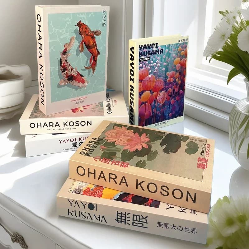 Hokusai Ohara Koson japonais Koi faux livre boîte de rangement livres décoratifs de luxe Vintage Table basse chambre chat chanceux décor à la maison