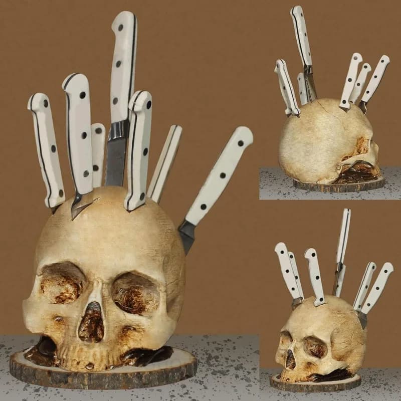 Porte-couteau crâne pour cuisine