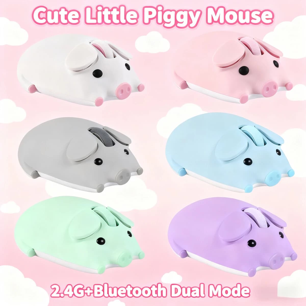 Souris sans fil Bluetooth double mode, mignonne, ergonomique, Portable, longue durée de vie de la batterie, pour PC, ordinateur Portable, cadeaux pour enfants