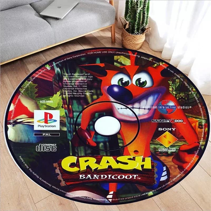 Crash Bandicoot tapis rond imprimé pour salle de jeu décor Action Pass jeu chambre cercle tapis tapis de sol chambre de garçon tapis de jeu