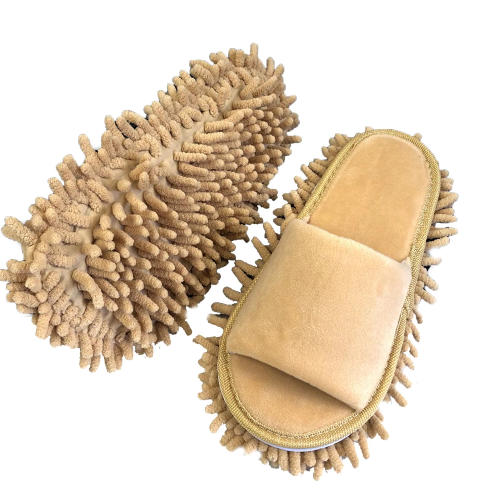 Chaussons de nettoyage de sol à bout ouvert, doux, couleur unie, pour usage domestique