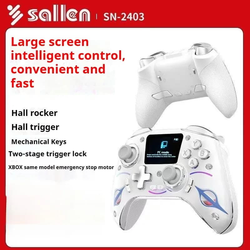 Contrôleur de jeu sans fil avec écran 2" |   Joystick et déclenchement Hall |   4 boutons arrière |   Gyroscope 6 axes |   Lumière RVB |   Multi-plateforme (P