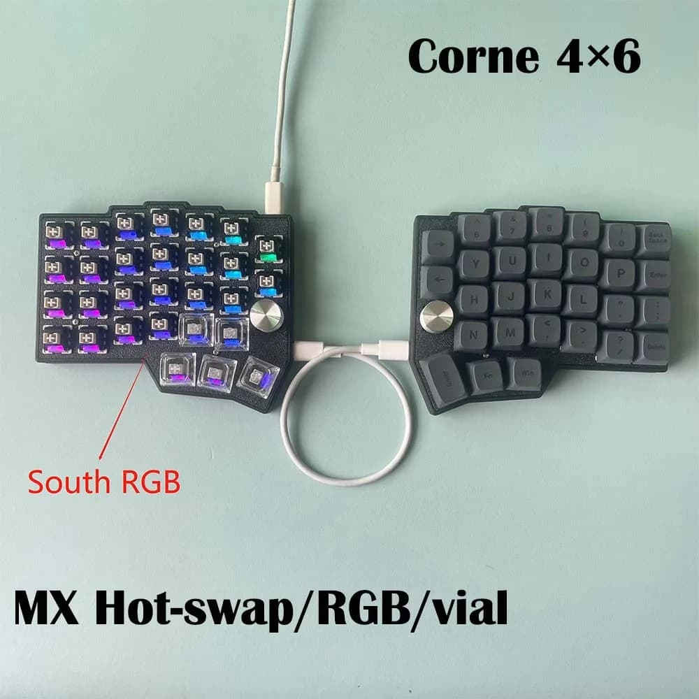 Borne Corne 4 × 6 disposition 2 boutons clavier fendu VIAL58 ergonomie clavier mécanique échangeable à chaud QMK flacon filaire clavier de joueur personnalisé
