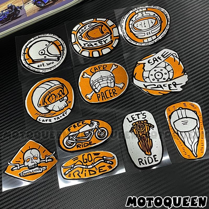 Autocollant de décoration vintage style Café Racer pour moto, club automobile, fan, protection de réservoir, côté, casque, carrosserie, anti-rayures, motif crâne