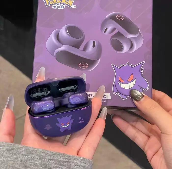 Écouteurs sans fil Bluetooth Pokemon Gengar, style clip d'oreille, stéréo, pour le sport et le jeu,