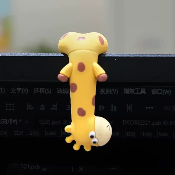 Girafe en caoutchouc ornement rainure collée girafe Figurines dessin animé girafe modèle voiture déc