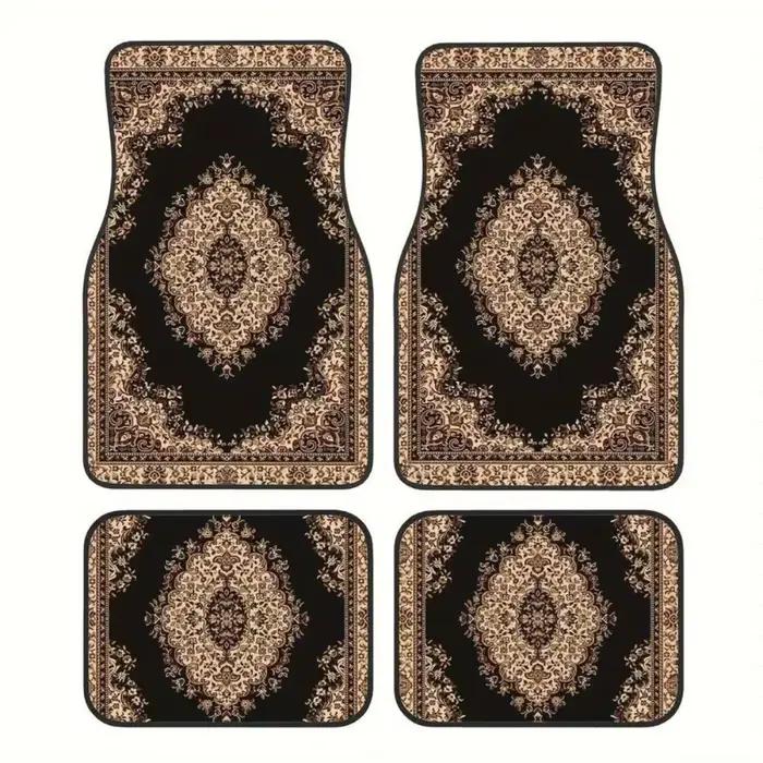 4 tapis de sol de voiture rétro bohèmes, antidérapants, résistants à la saleté, style tapis persan,