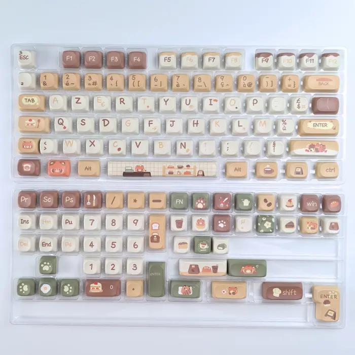 MAIMOOO Keycap ISO Azerty français Alice disposition clavier Keycaps touches Azerty petit Panda café
