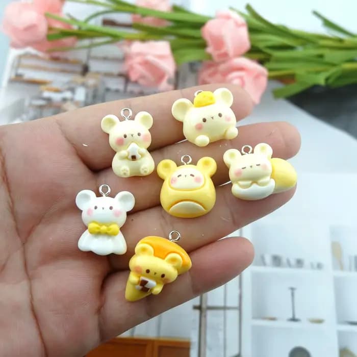 Breloques de boucles d'oreilles en résine, souris de fromage mignon, pour boucle d'oreille, Bracelet