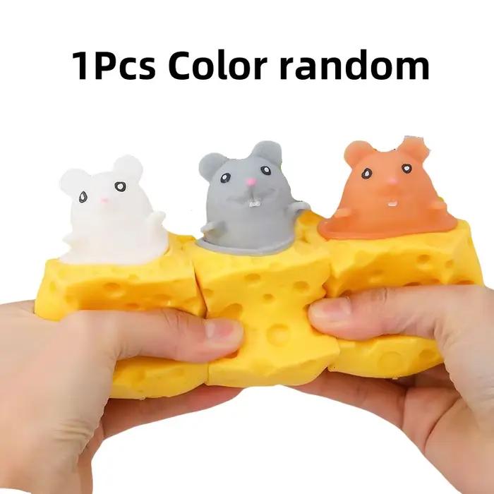 Bloc de souris et de fromage amusant Pop Up, jouet Anti-Stress à presser, figurines de cache-cache,